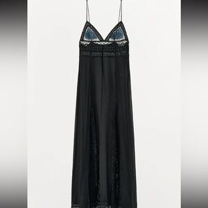 Zara Lace and beaded black slip dress new with tags